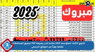 نتائج الثالث المتوسط 2025 متاحة الآن بصيغة PDF لجميع المحافظات.. حمّلها فوراً من الموقع الرسمي